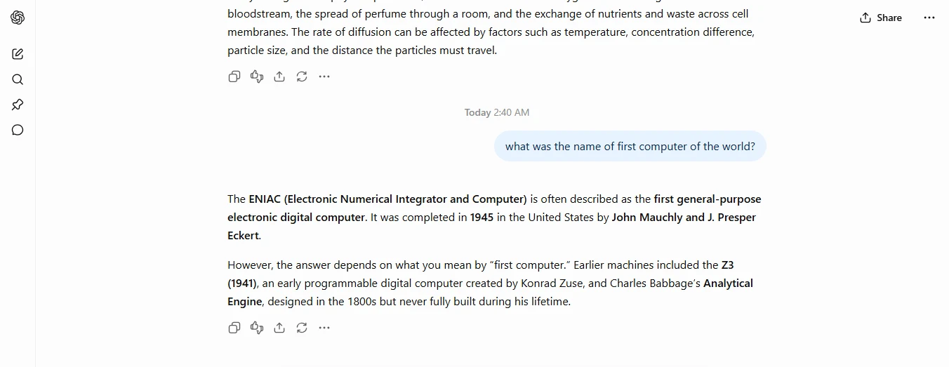 ChatGPT chat interface showing a conversational back-and-forth exchange