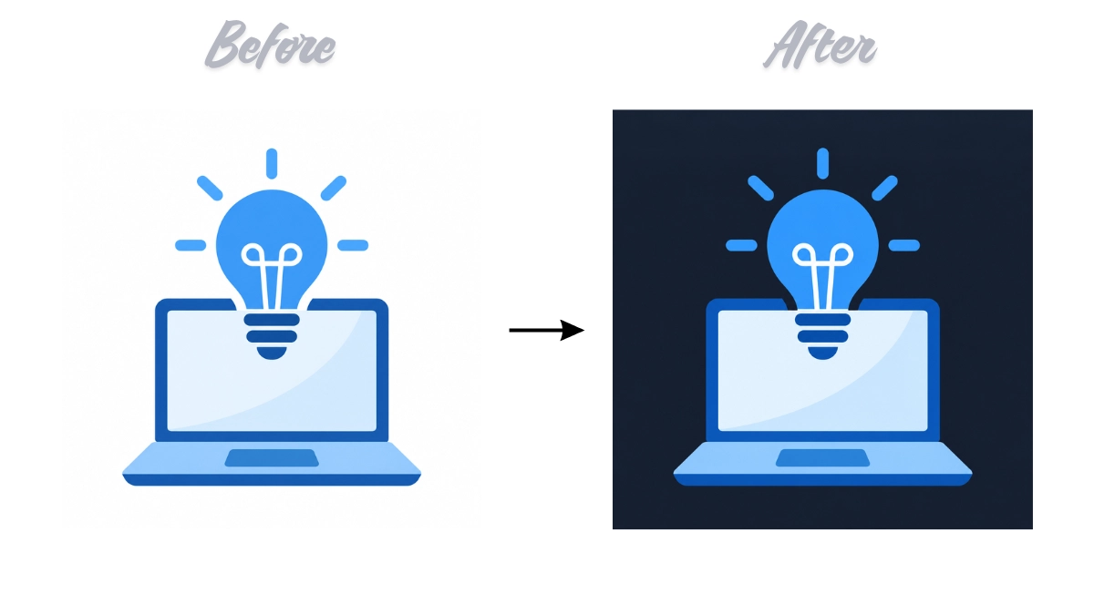 Before and after of ChatGPT generating an icon and then editing its background color