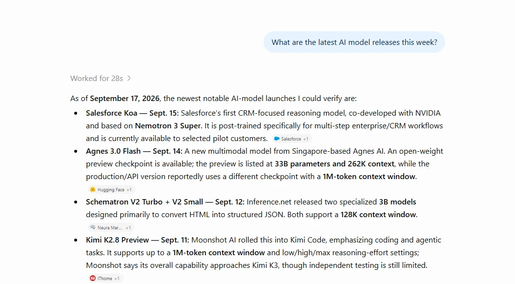 Screenshot of ChatGPT answering a research question with cited web sources