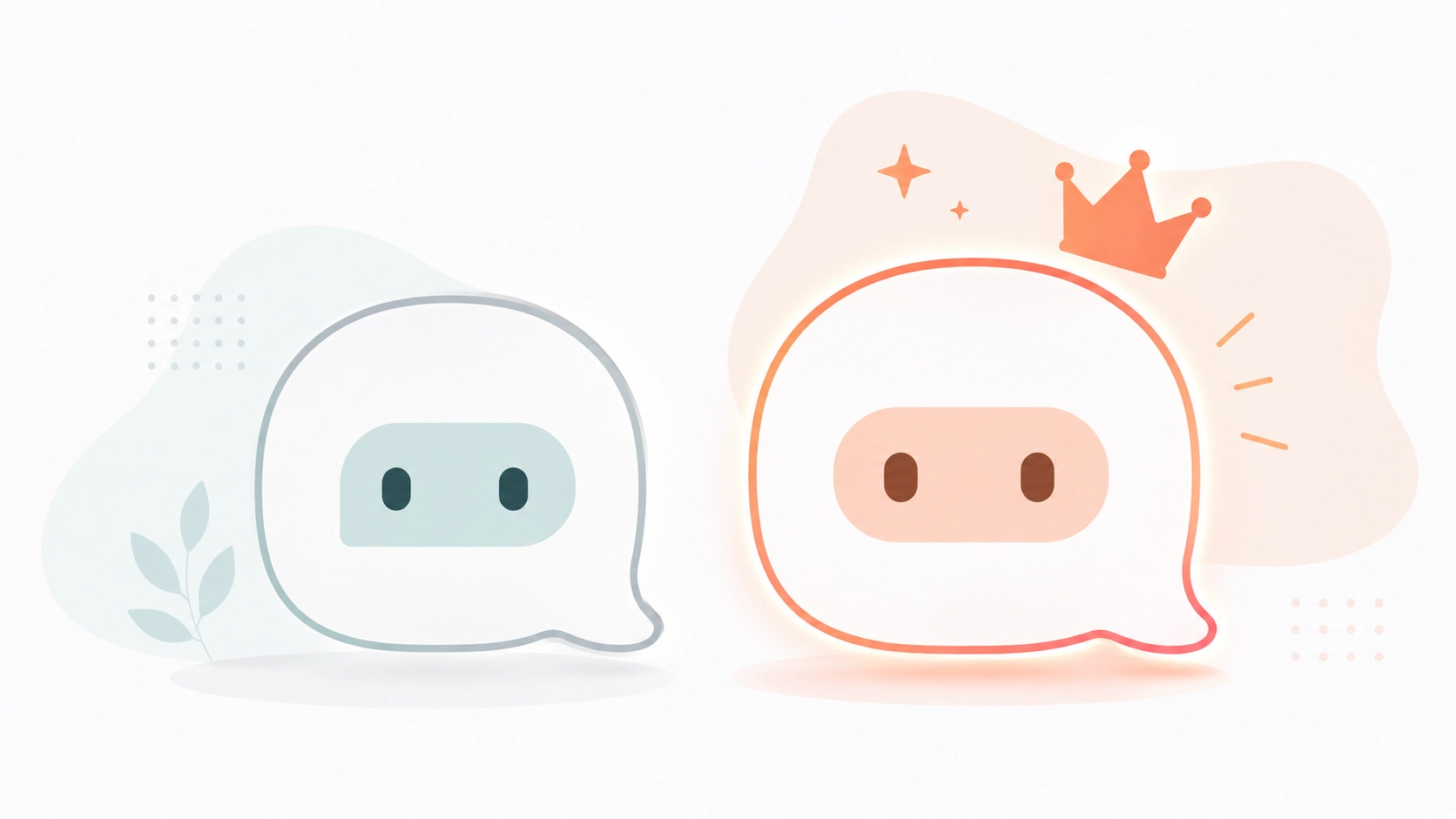 Illustration comparing Claude and ChatGPT as two distinct AI assistants with different capability icons