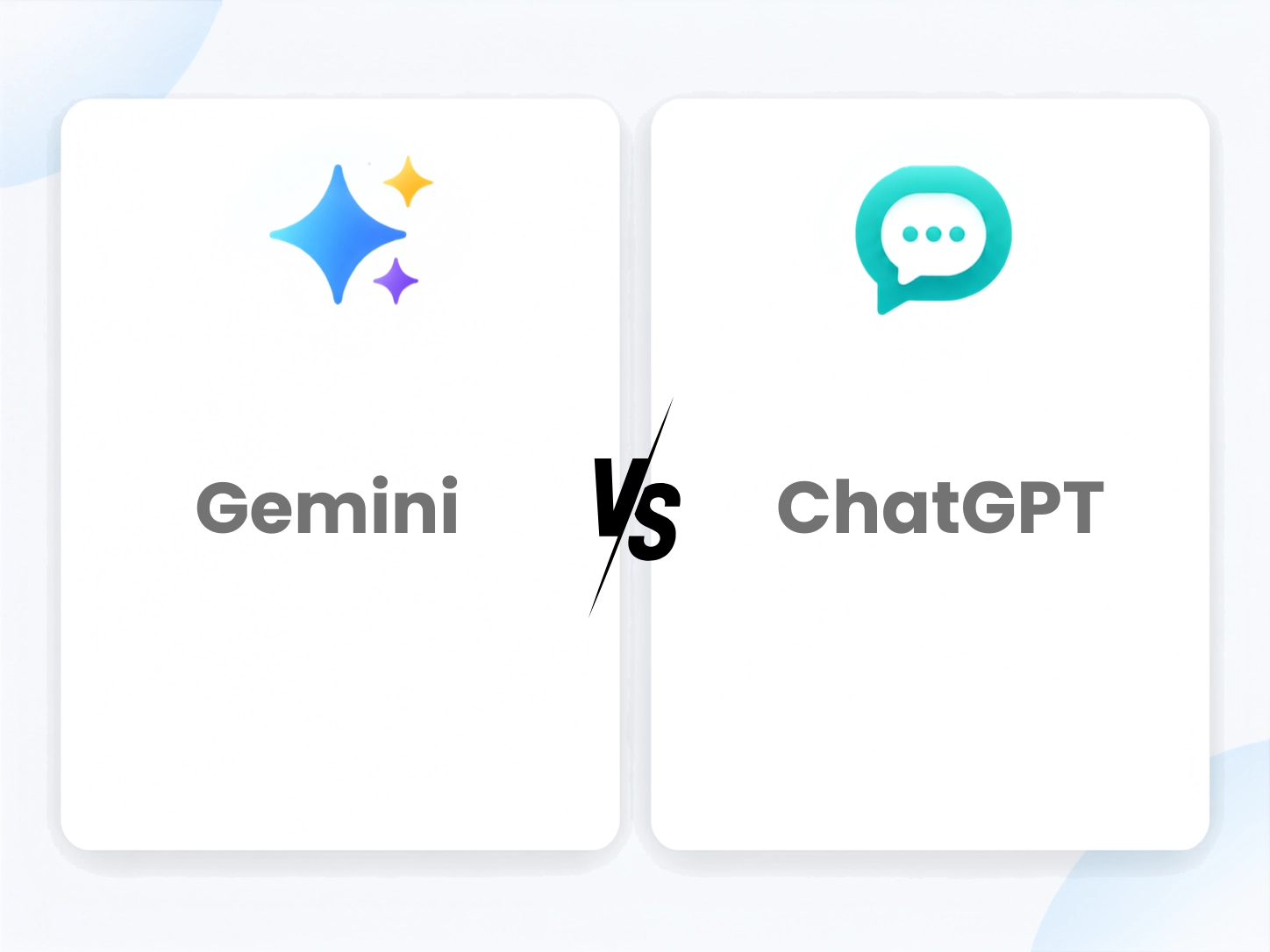 Comparison graphic showing Gemini AI versus ChatGPT for AI assistant features