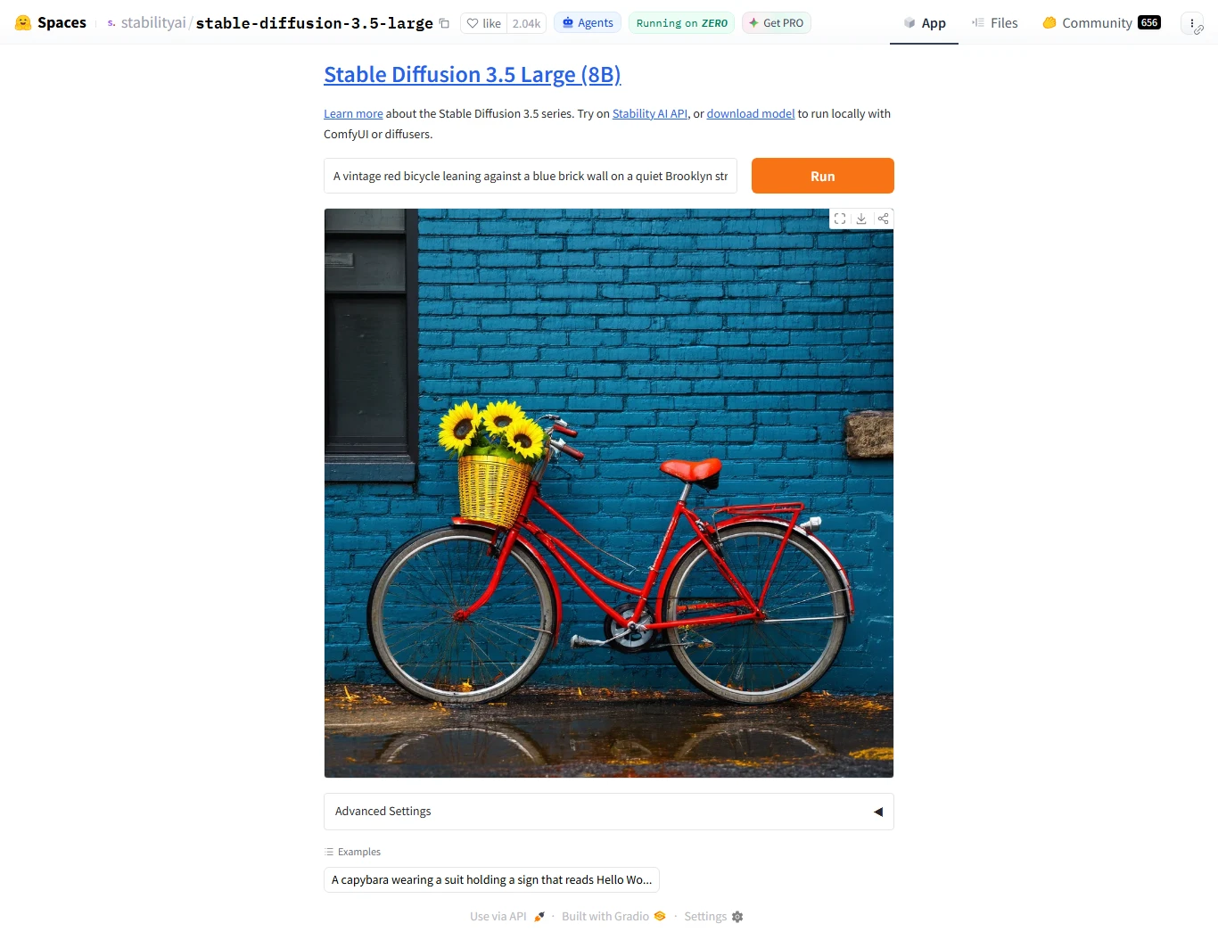 Stable Diffusion test showing a detailed text prompt and the generated image