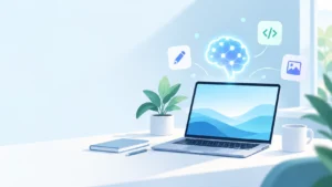 Illustration representing the best free AI tools for writing, coding, and productivity in 2026