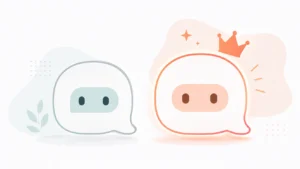 Illustration comparing Claude and ChatGPT as two distinct AI assistants with different capability icons