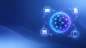 What is Gemini AI illustration showing Google's AI assistant connecting to apps like email and calendar